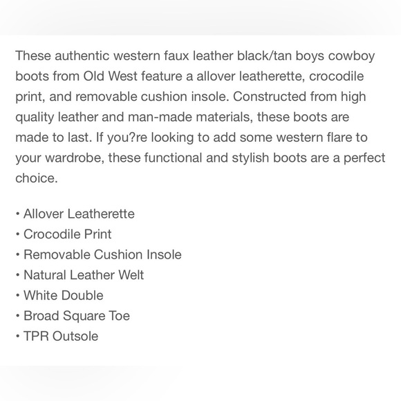 OLD WEST CROC cowboy western  boots boys size 3 - Picture 3 of 17